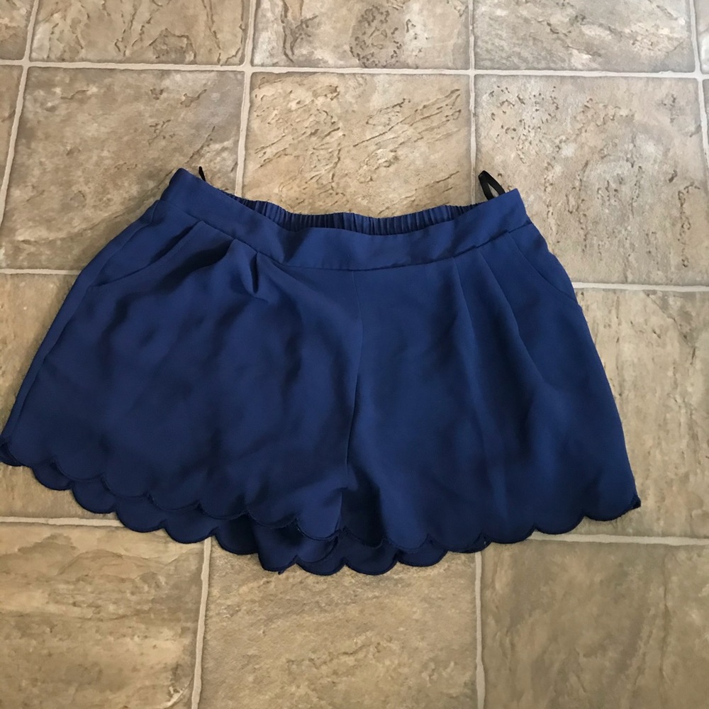 Navy Blue Scalloped Shorts